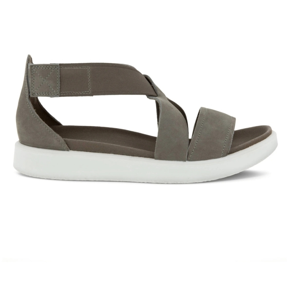 Ecco Women's Leather Yama CrissCross Gray Sandals Platform Shoes Sz 40/9-9.5